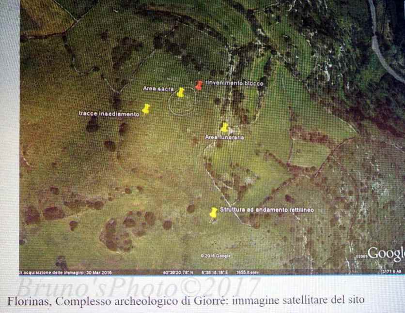 Immagine satellitare del sito di Giorrè-Florinas