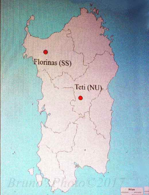 Localizzazione Florinas e Teti in Sardegna